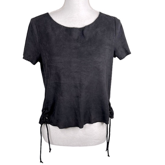 Hollister Tops - Hollister Black Faux Suede Top with Side Ties Size Small
